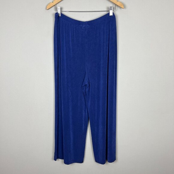 Chicos 3 Travelers Pants Womens XL Blue Slinky Cropped Pull On Stretch Wide Leg - Picture 8 of 11